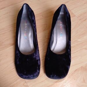 Rampage Suede Velour Black Wedge Heels Shoes 7 M